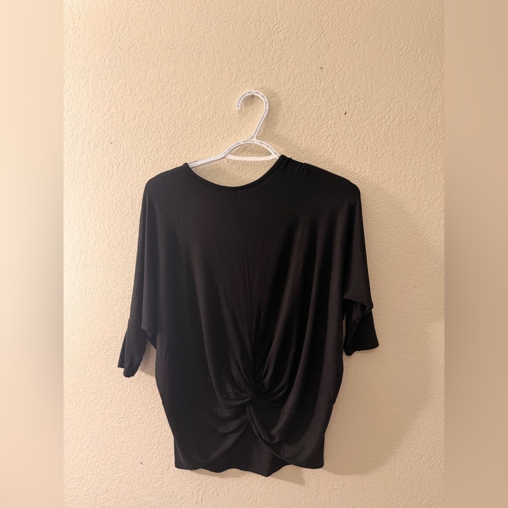 gaze Black Knotted-Front Tunic Top